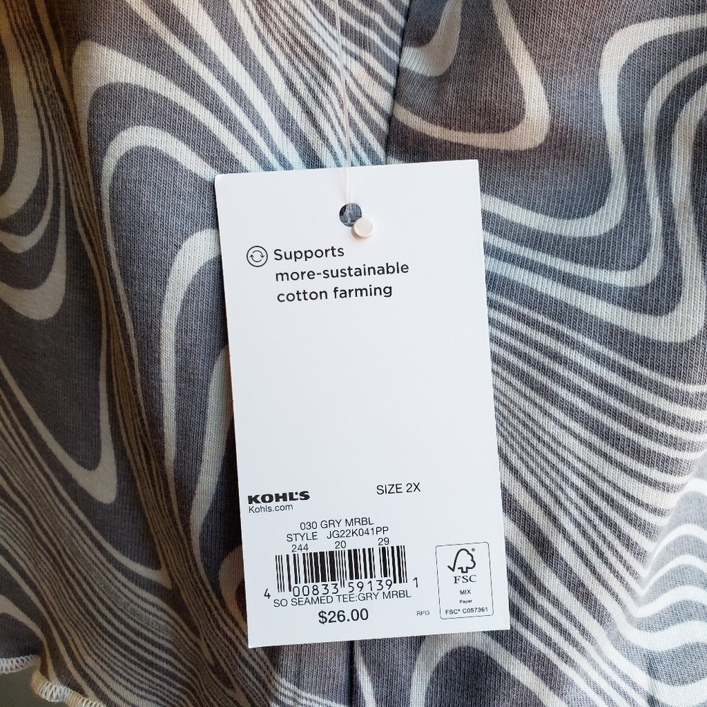 SO | Short Sleeve Seamed Tee in Gray Marble sz 2X - Picture 5 of 8